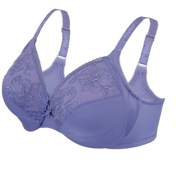 Set of 3! 34D Glamorise ELEGANCE Bra (UNDERWIRED) Embroidered SUPPORT PURPLE NEW - Picture 2 of 14